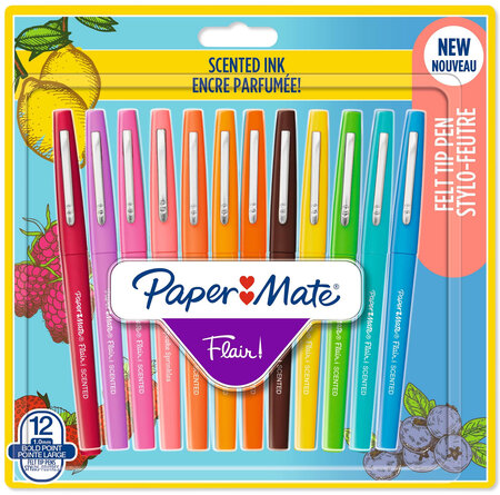 Paper Mate Flair 12 feutres parfumés Assortiment de couleurs et senteurs  Pointe moyenne (0 7 mm) - La Poste