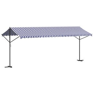 vidaXL Auvent autoportant bleu et blanc 600x300 cm tissu et acier