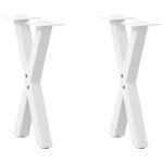 vidaXL Pieds de table basse en forme de X  2 pièces  blanc  38 x (42-43) cm  acier