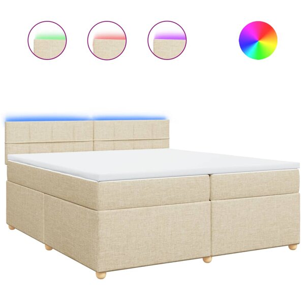 vidaXL Sommier à lattes de lit avec matelas Crème 200x200 cm Tissu