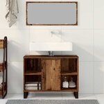 vidaXL Cabinet de salle de bain avec porte Bois ancien 80 x 33 x 60 cm