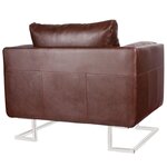 vidaXL Fauteuil cube avec pieds chromés Marron Similicuir