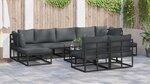 vidaXL Ensemble de canapé de jardin 9 Pièces Noir 353 x 141.5 x 71 cm