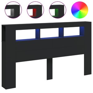 vidaXL Tête de lit à LED noir 180x18 5x103 5 cm bois d'ingénierie