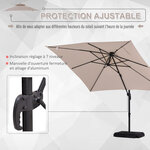 Parasol déporté carré double toit inclinable pivotant manivelle lestage inclus dim. 2 7l x 2 7l x 2 6h m acier polyester beige