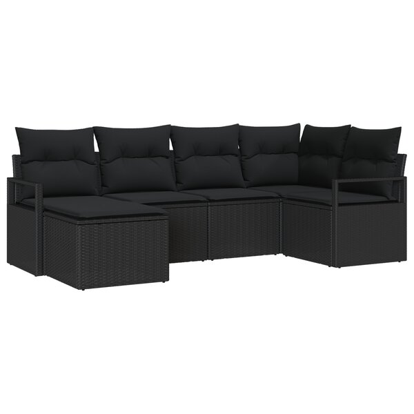 Ensemble de canapés de jardin vidaXL 6 pièces avec coussins noir poly rotin
