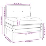 vidaXL Canapé central de jardin avec coussins Blanc Bois de pin massif