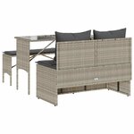 vidaXL Ensemble à manger de jardin 3Pièces coussins gris clair poly rotin