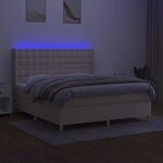 vidaXL Sommier à lattes de lit matelas et LED Crème 160x200 cm Tissu