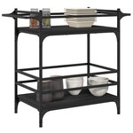 vidaXL Chariot de cuisine noir 82x40x78 5 cm bois d'ingénierie