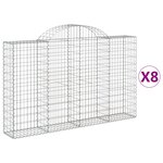 vidaXL Paniers à gabions arqués 8 Pièces 200x30x120/140 cm Fer galvanisé