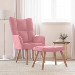 vidaXL Chaise de relaxation avec repose-pied Rose Velours