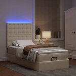 vidaXL Lit ottoman avec matelas et LED crème 90x200 cm tissu
