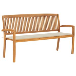 vidaXL Banc de jardin empilable et coussin 159 cm Bois de teck massif