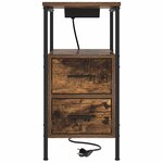 vidaXL Cabinet de chevet avec tiroir 2 Pièces Chêne fumé 30 x 48 x 61 cm