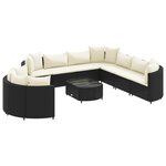 vidaXL Salon de jardin 10 Pièces avec coussins noir résine tressée