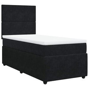 vidaXL Sommier à lattes de lit avec matelas Noir 90x200 cm Velours