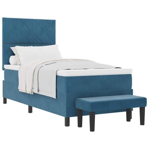 vidaXL Lit à ressorts avec matelas Bleu foncé 100 x 200 cm Velours