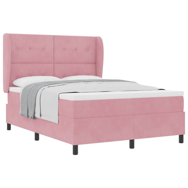 vidaXL Lit à ressorts avec matelas Rose 200 x 140 cm Polyester