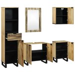 vidaXL Ensemble de mobilier de salle de bain avec tiroir 5 Pièces Marron