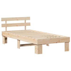 vidaXL Cadre de lit avec tête de lit Marron 90 x 190 cm