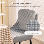 Lot de 2 chaises de salle à manger chaise d'appoint de cuisine rembourrée avec pieds en métal repose-pieds réglables en velours sans accoudoirs gris 20_0004891