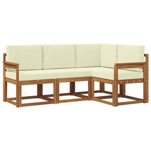 vidaXL Ensemble de canapés d'extérieur 4 pc Naturel et Crème