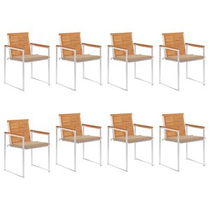 vidaXL Chaises de jardin lot de 8 avec coussins Bois d'acacia solide