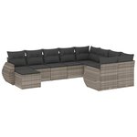 vidaXL Salon de jardin avec coussins 10 Pièces gris clair résine tressée