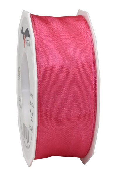 Ruban de soie acetat laitonné lyon 25-m-rouleau 40 mm corail