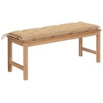 vidaXL Banc de jardin avec coussin beige 120 cm Bois de teck massif