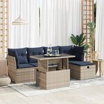 vidaXL Salon de jardin avec coussins 6 Pièces gris résine tressée acacia