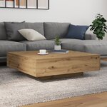 vidaXL Table basse avec lumières LED Chêne artisanal 100x100x31 cm