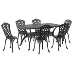 vidaXL Ensemble de salle à manger pour jardin 7 Pièces Noir Aluminium