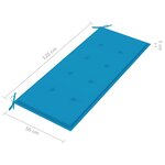 vidaXL Banc de jardin avec coussin bleu 120 cm Bois de teck