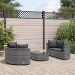 vidaXL Salon de jardin 5 Pièces avec coussins gris résine tressée