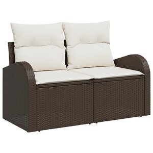 vidaXL Canapé de jardin 2 places avec coussins en poly rotin marron