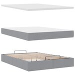 vidaXL Lit ottoman avec matelas et LED gris clair 140x190 cm tissu