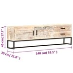 vidaXL Meuble TV Blanc 140 x 30 x 45 cm Bois d'acacia massif