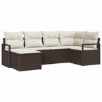 vidaXL Ensemble de canapé de jardin avec coussin 6 Pièces Marron  Crème