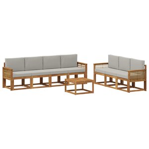vidaXL Ensemble de canapés d'extérieur 8 pc Naturel et gris clair