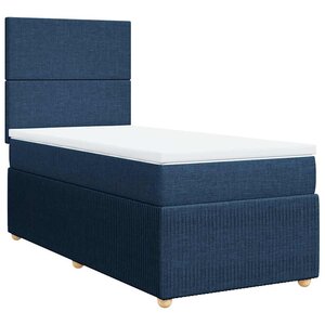 vidaXL Sommier à lattes de lit avec matelas Bleu 100x200 cm Tissu