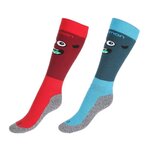 SALOMON Chaussettes de randonnée Diablo Kids x2 - Enfant - Rouge et bleu