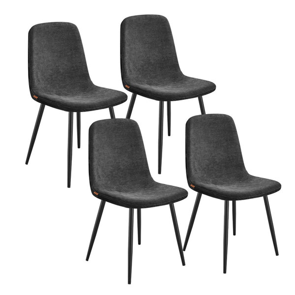 Chaises de salle à manger lot de 4 support métallique pieds réglables nettoyage facile chaises de cuisine tissu chenille PU texturé gris 12_0004985