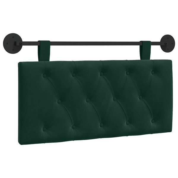 vidaXL Tête de lit suspendue Avec lumière LED Vert foncé Velours