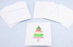 5 Cartes et enveloppe DIY blanches 13x13cm Sapin