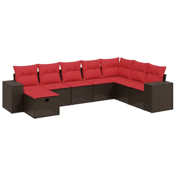 vidaXL Salon de jardin 8 Pièces avec coussins marron résine tressée