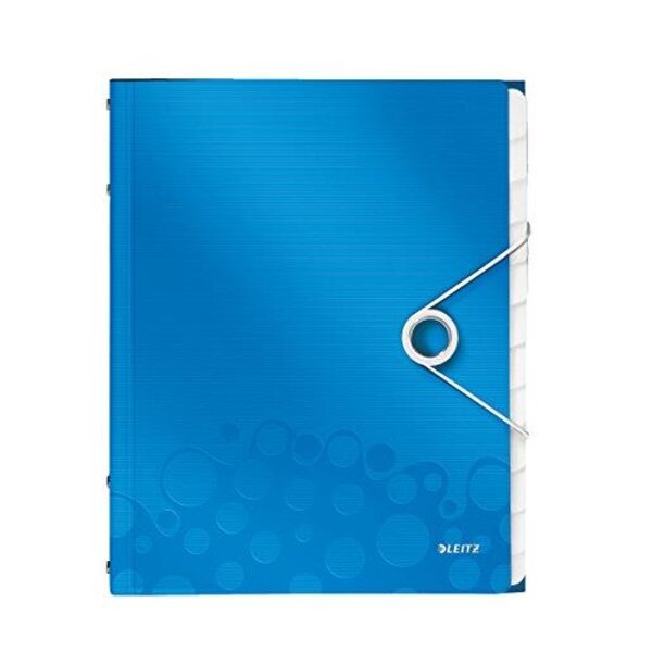 Trieur WOW Polypro A4 12 compartiments Bleu métallisé LEITZ