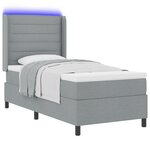 Lit box spring vidaXL avec matelas et lumière LED gris clair 90x200 cm en tissu