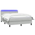 vidaXL Sommier à lattes de lit et matelas et LED gris clair 140x210cm velours